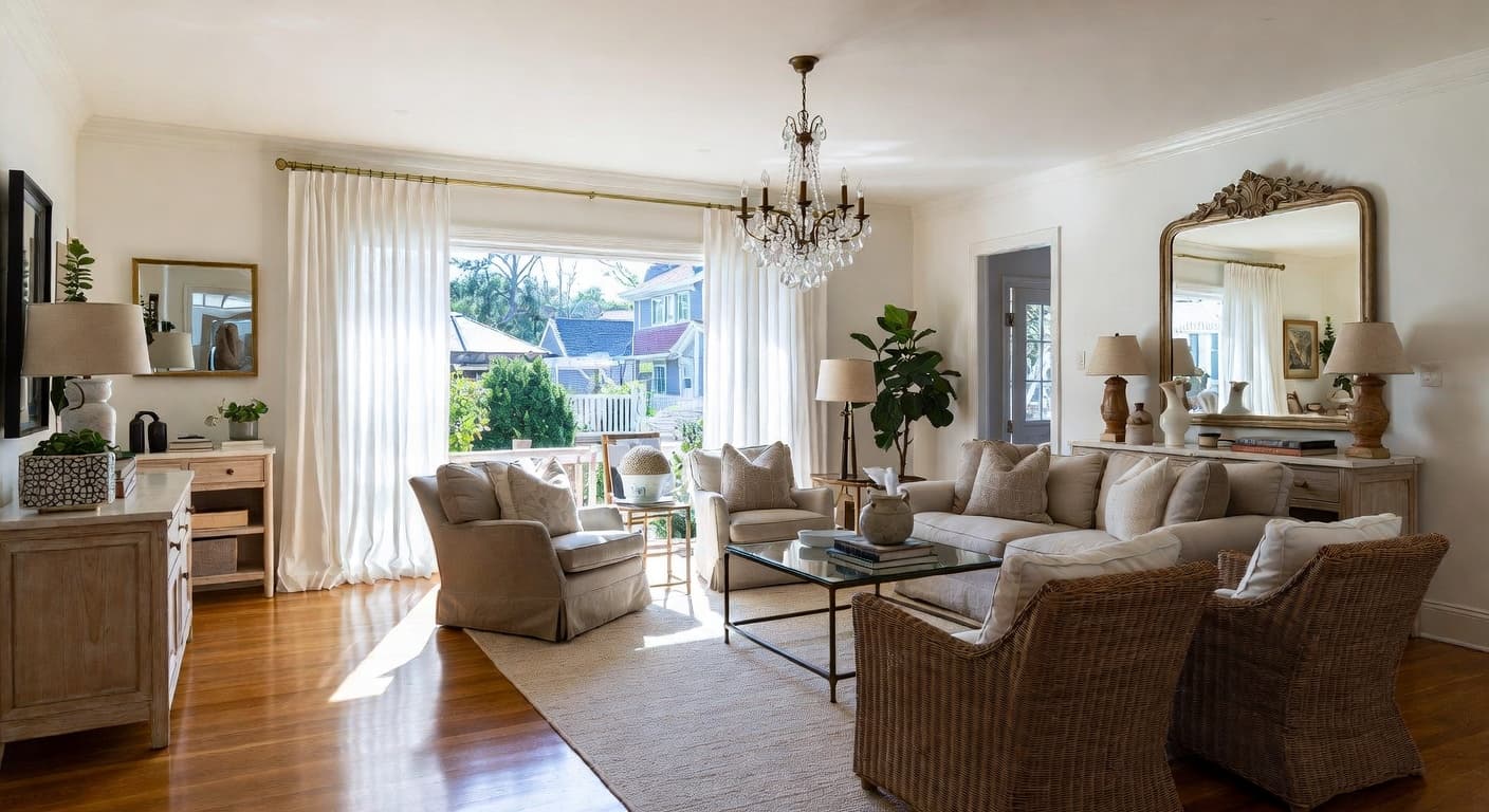 Hamptons teen room / den interior design - featuring hamptons style furniture, decor, colors, and layout ideas for your teen room / den