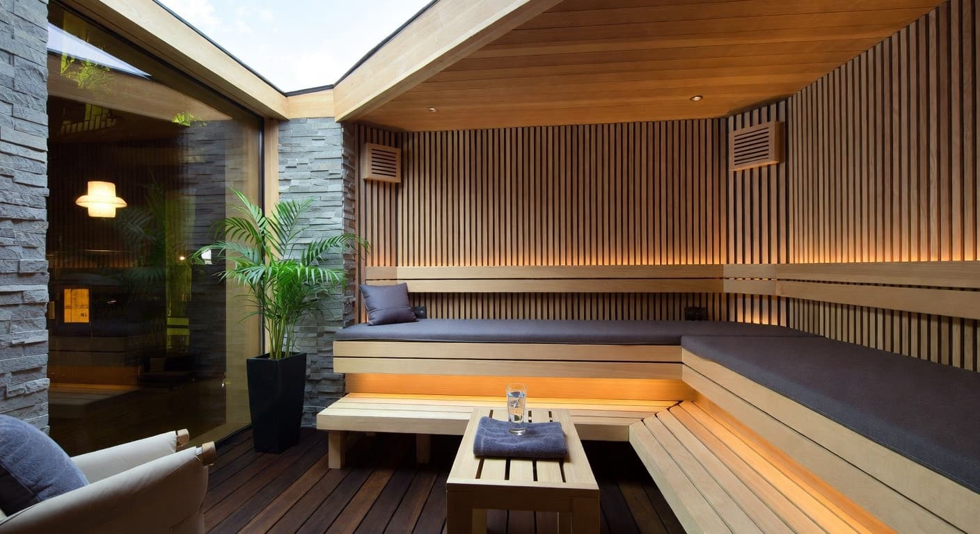 High-Tech sauna / spa room interior design - featuring high-tech style furniture, decor, colors, and layout ideas for your sauna / spa room