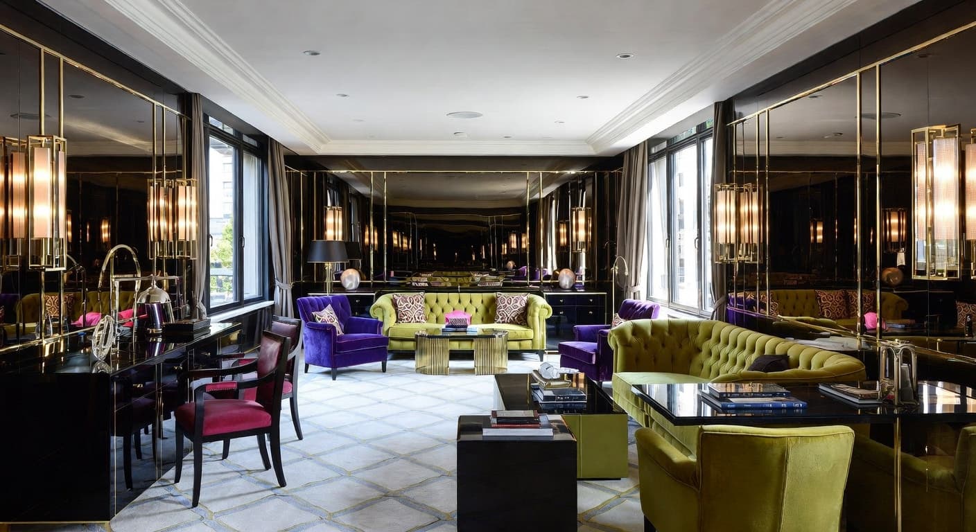 Hollywood Regency smoking room / cigar lounge interior design - featuring hollywood regency style furniture, decor, colors, and layout ideas for your smoking room / cigar lounge