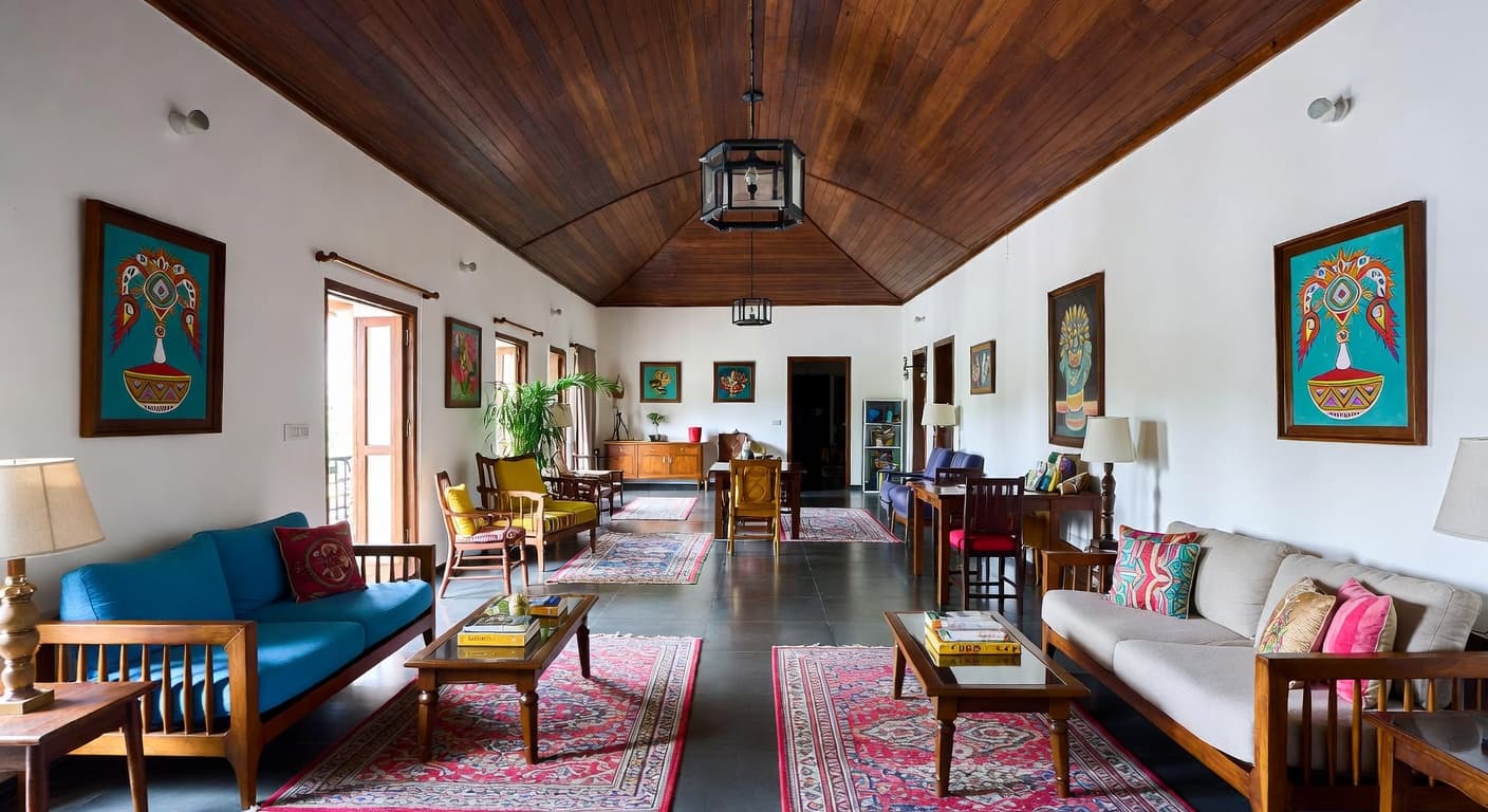 Indian multi-purpose room interior design - featuring indian style furniture, decor, colors, and layout ideas for your multi-purpose room