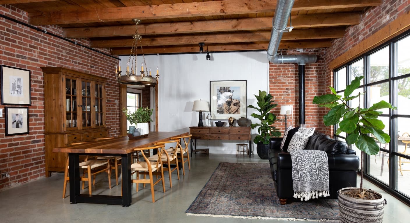 Industrial Farmhouse game room interior design - featuring industrial farmhouse style furniture, decor, colors, and layout ideas for your game room