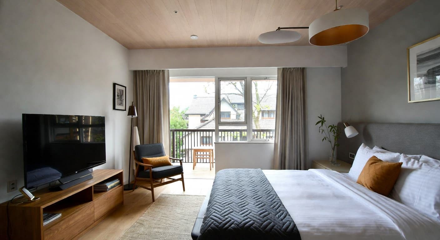 Japandi guest room interior design - featuring japandi style furniture, decor, colors, and layout ideas for your guest room