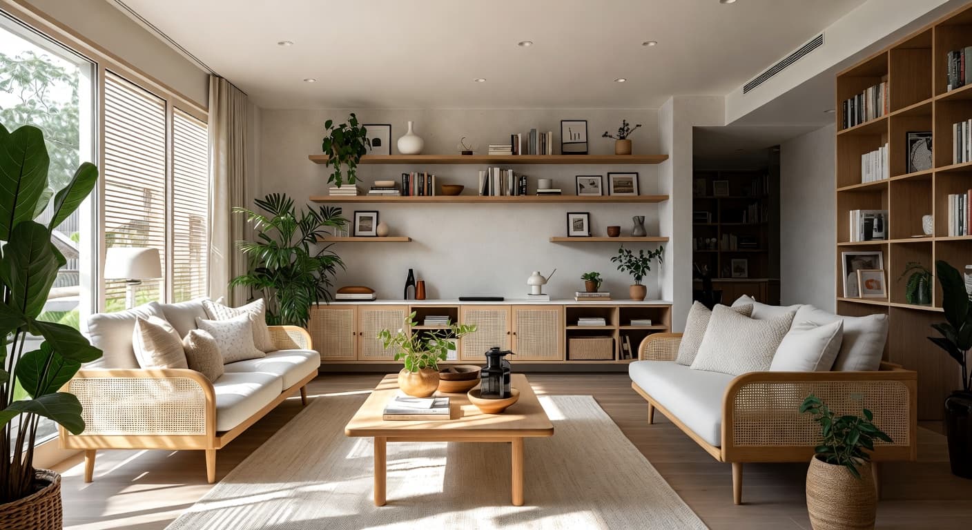 Japandi playroom interior design - featuring japandi style furniture, decor, colors, and layout ideas for your playroom