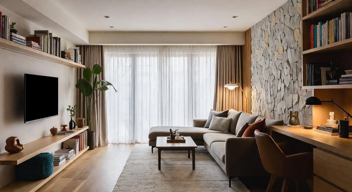 Japandi teen room / den interior design - featuring japandi style furniture, decor, colors, and layout ideas for your teen room / den