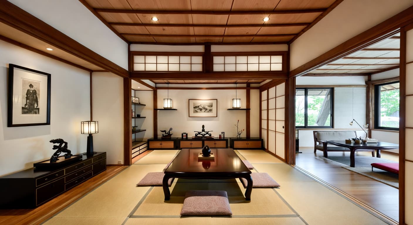 Japanese game room interior design - featuring japanese style furniture, decor, colors, and layout ideas for your game room
