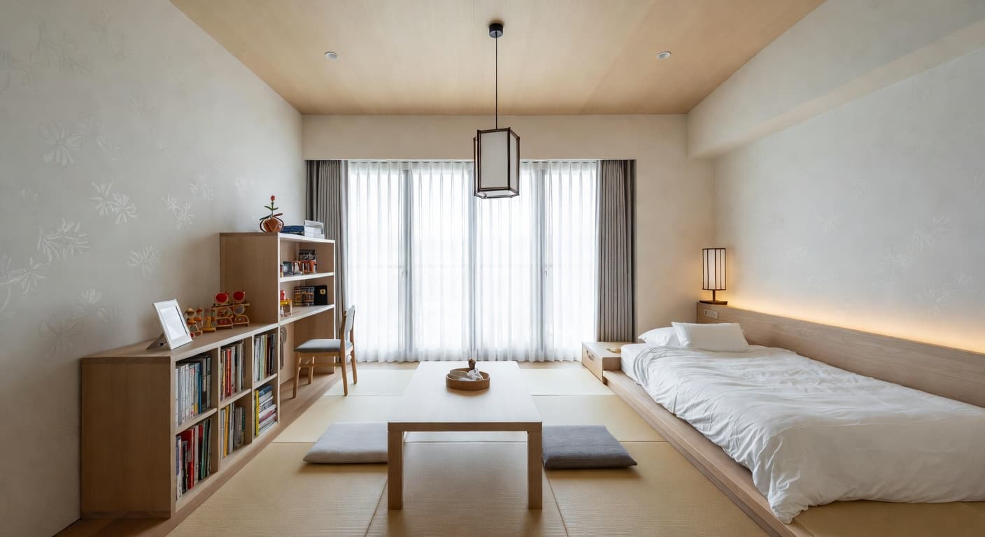 Japanese kids room interior design - featuring japanese style furniture, decor, colors, and layout ideas for your kids room