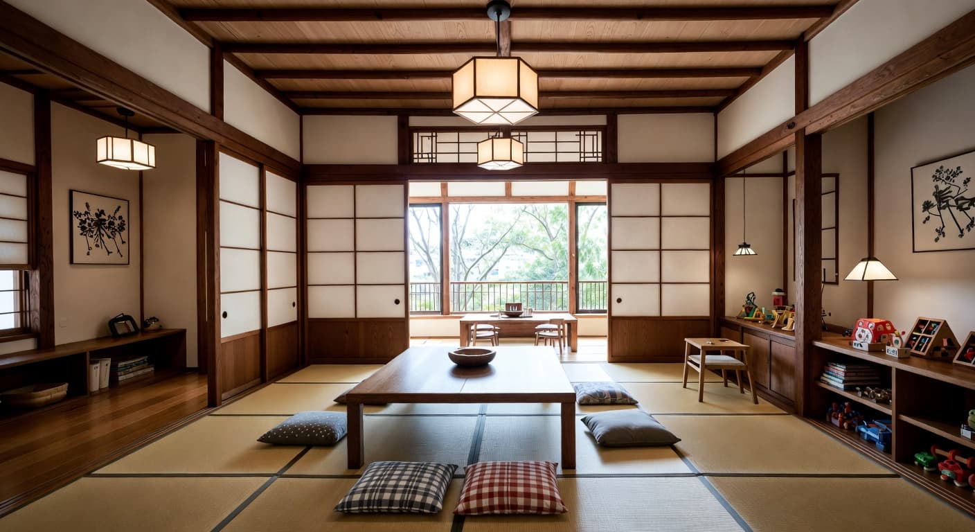 Japanese playroom interior design - featuring japanese style furniture, decor, colors, and layout ideas for your playroom