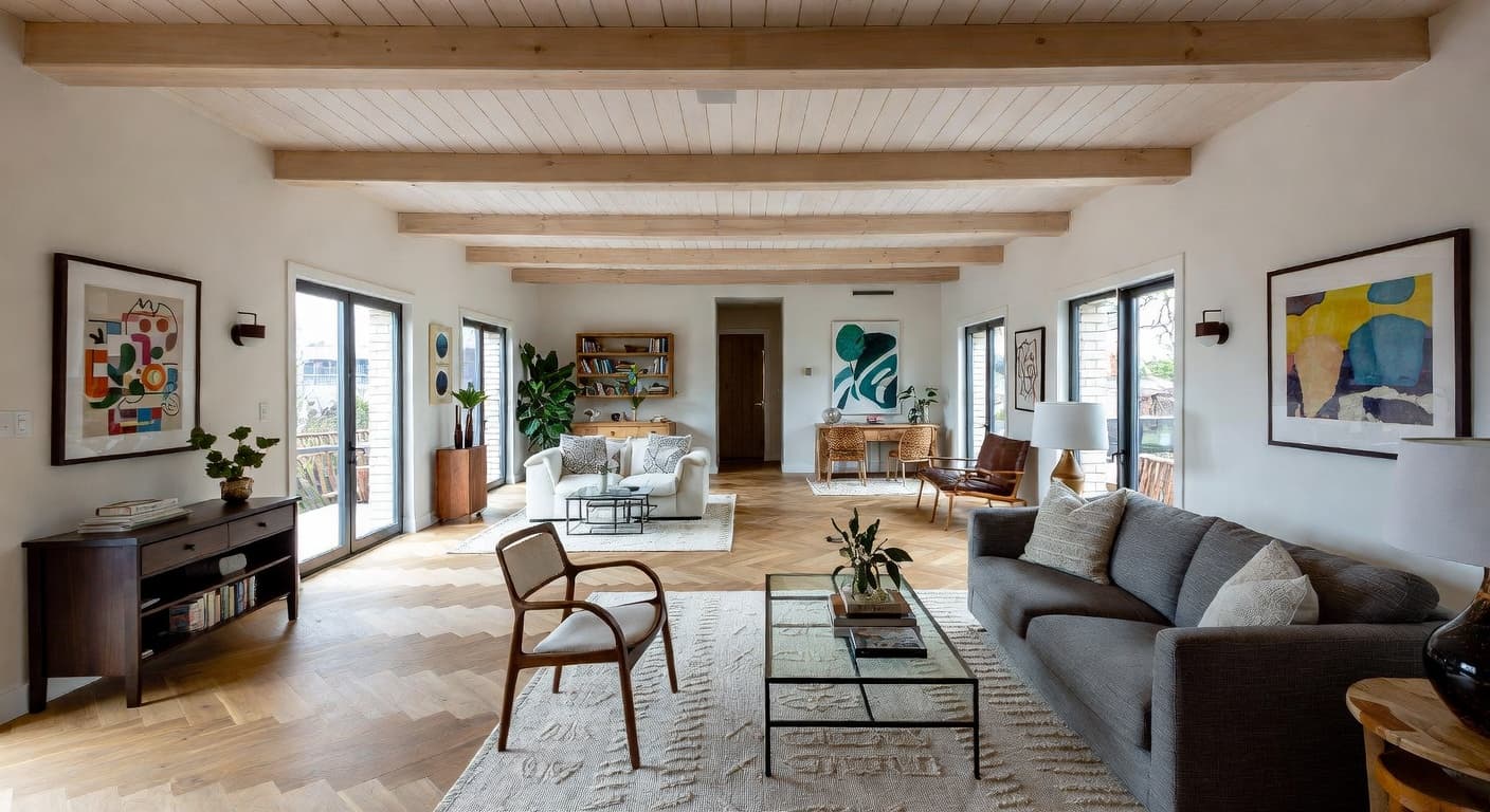 Kinfolk multi-purpose room interior design - featuring kinfolk style furniture, decor, colors, and layout ideas for your multi-purpose room