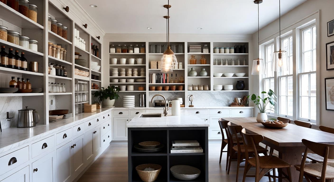Kinfolk pantry interior design - featuring kinfolk style furniture, decor, colors, and layout ideas for your pantry