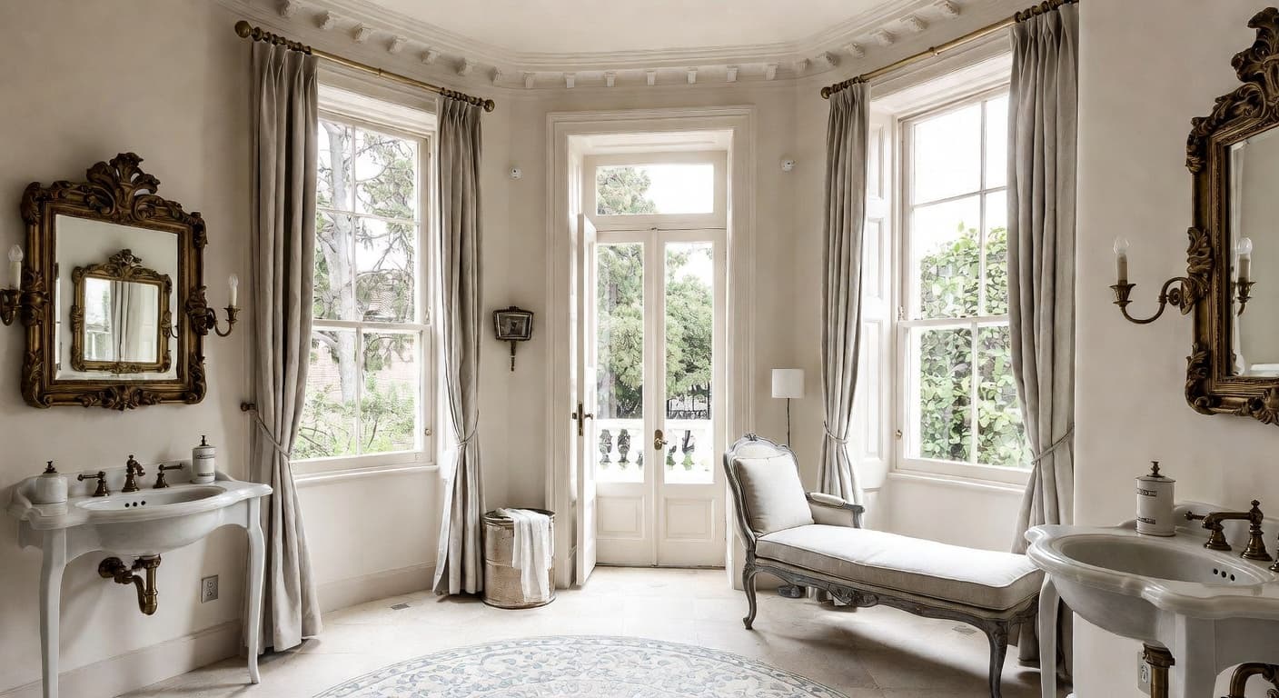 Light Academia powder room interior design - featuring light academia style furniture, decor, colors, and layout ideas for your powder room