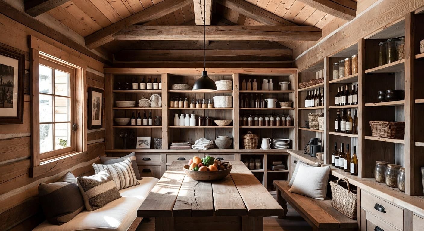 Lodge pantry interior design - featuring lodge style furniture, decor, colors, and layout ideas for your pantry
