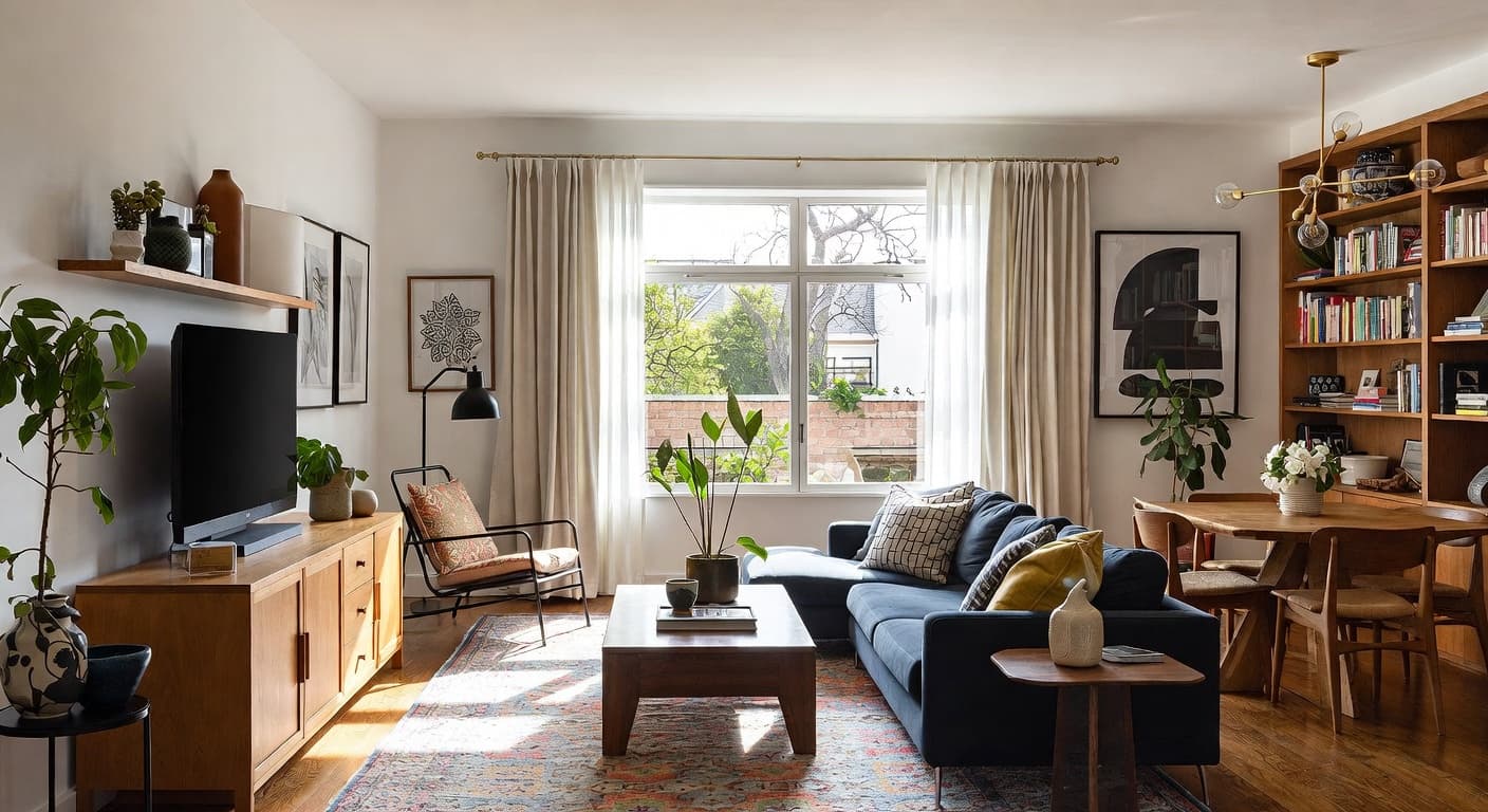 Maximalist multi-purpose room interior design - featuring maximalist style furniture, decor, colors, and layout ideas for your multi-purpose room