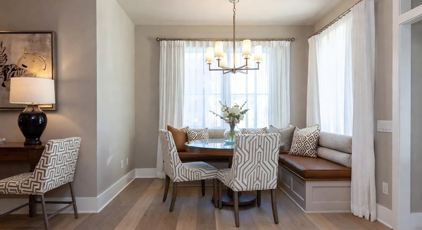 Memphis Design breakfast nook interior design - featuring memphis design style furniture, decor, colors, and layout ideas for your breakfast nook