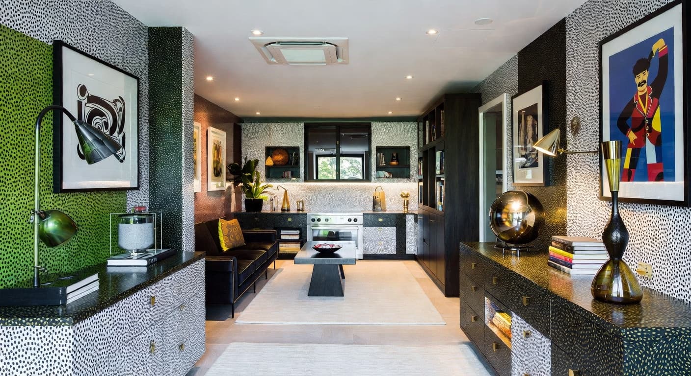 Memphis Design butler's pantry interior design - featuring memphis design style furniture, decor, colors, and layout ideas for your butler's pantry