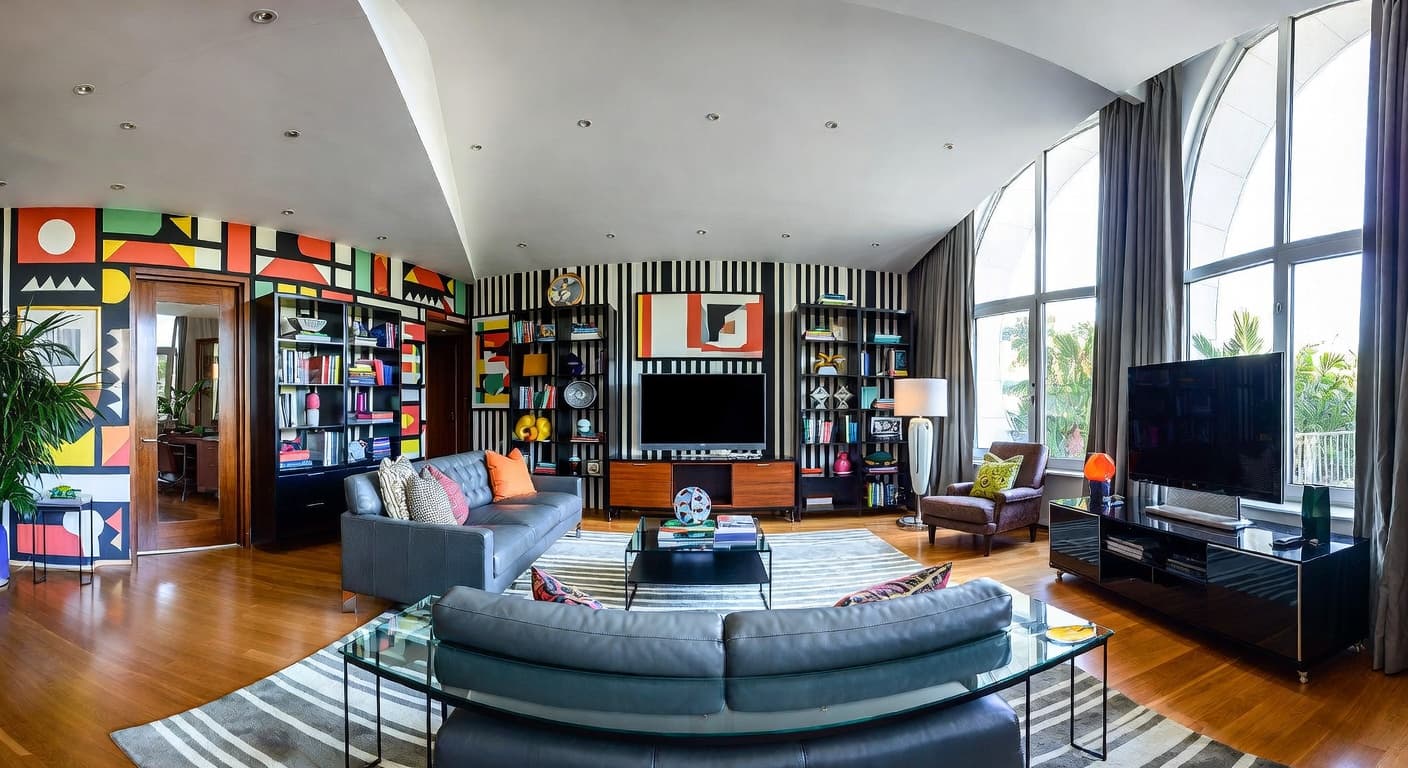 Memphis Design observatory interior design - featuring memphis design style furniture, decor, colors, and layout ideas for your observatory