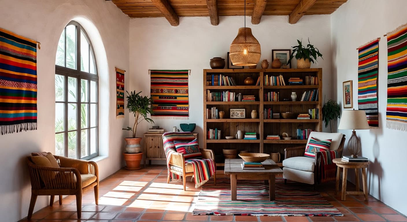 Mexican reading nook interior design - featuring mexican style furniture, decor, colors, and layout ideas for your reading nook