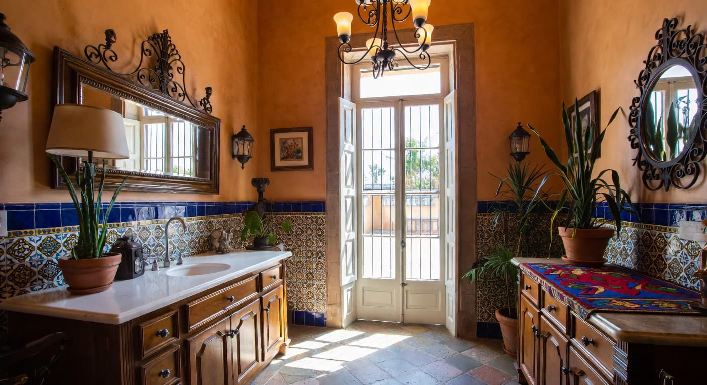 Mexican utility room interior design - featuring mexican style furniture, decor, colors, and layout ideas for your utility room