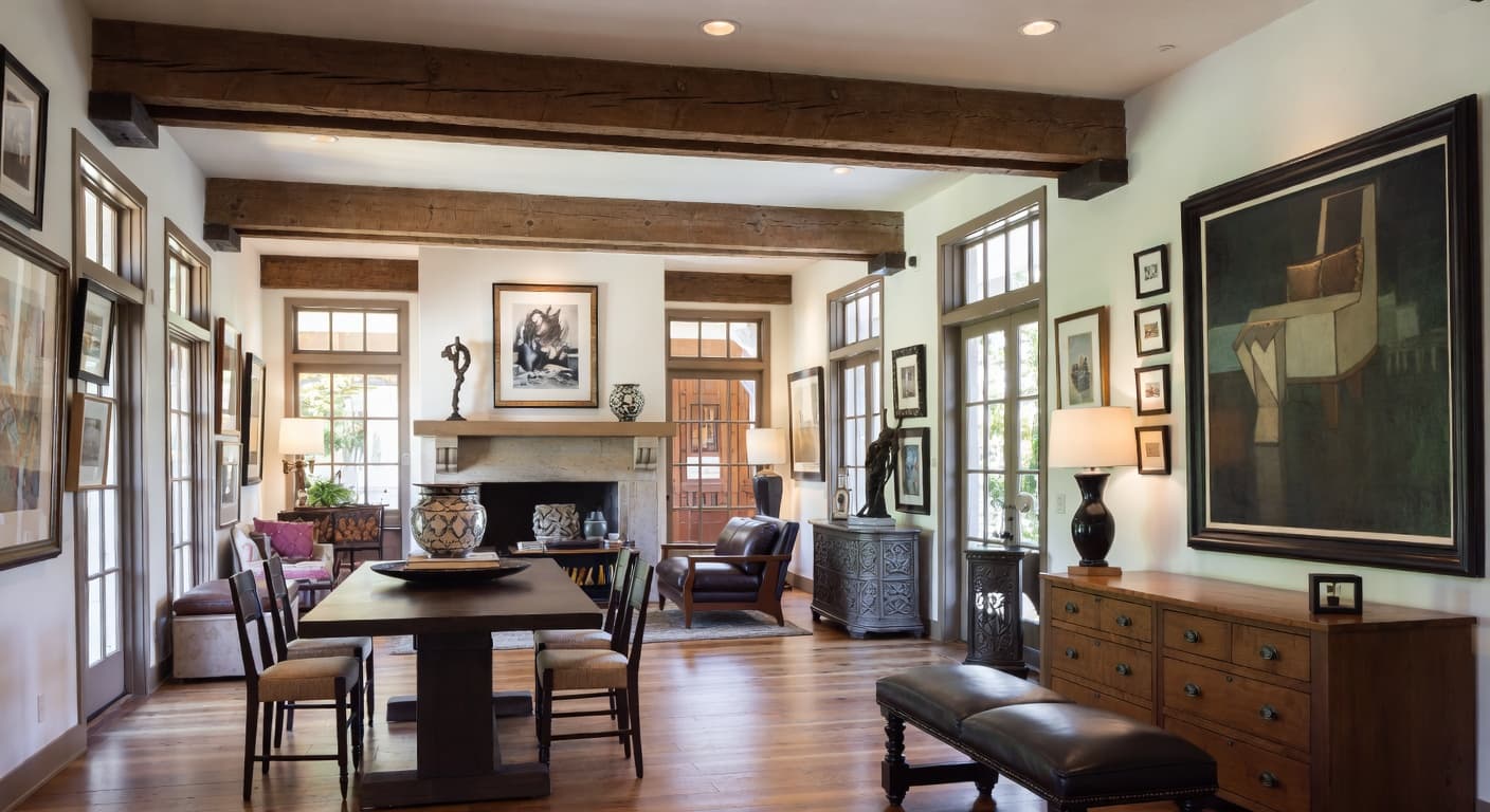 Mission Style gallery / art display interior design - featuring mission style style furniture, decor, colors, and layout ideas for your gallery / art display