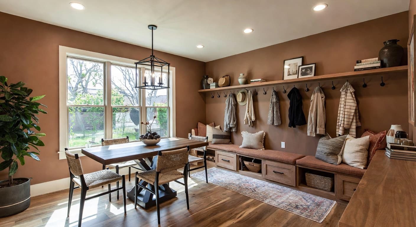 Mission Style mudroom interior design - featuring mission style style furniture, decor, colors, and layout ideas for your mudroom