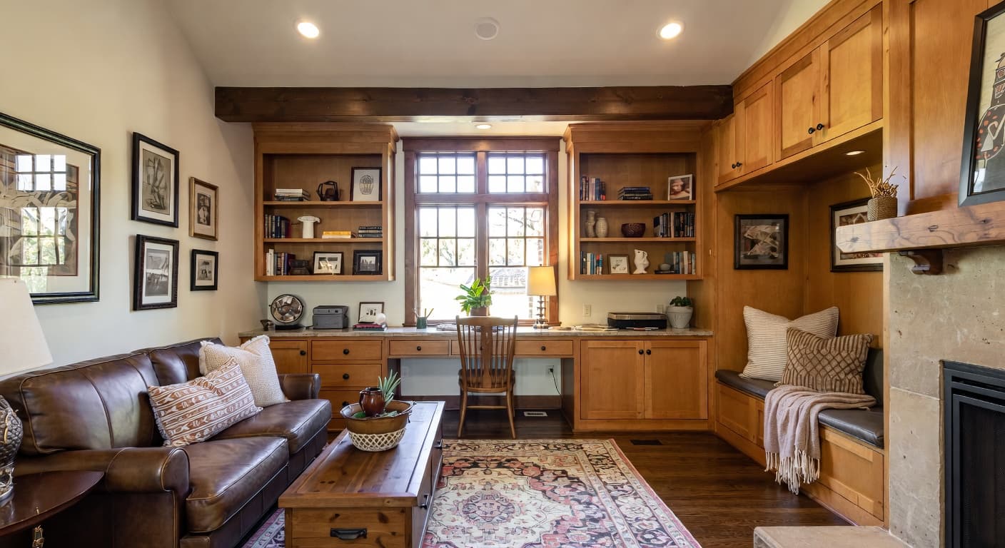 Mission Style teen room / den interior design - featuring mission style style furniture, decor, colors, and layout ideas for your teen room / den