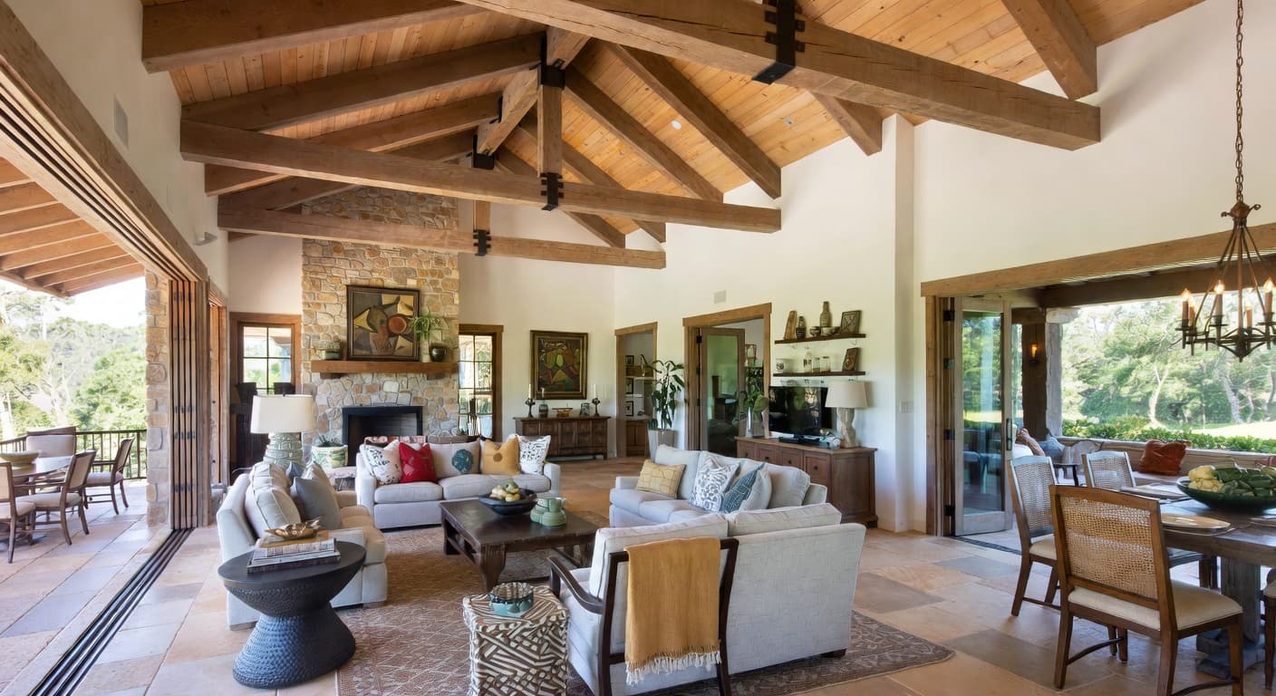 Modern Rustic outdoor space interior design - featuring modern rustic style furniture, decor, colors, and layout ideas for your outdoor space