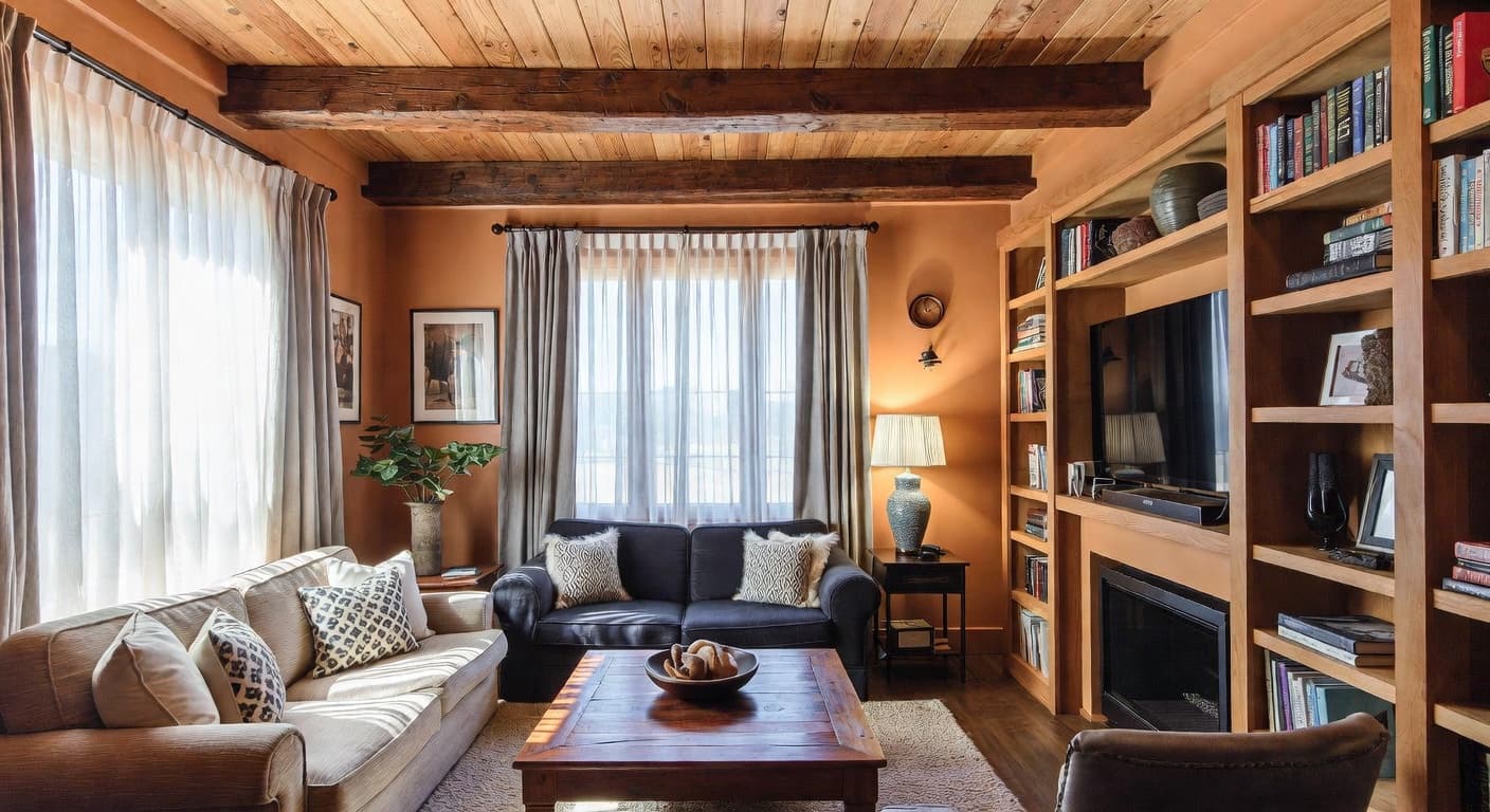 Modern Rustic teen room / den interior design - featuring modern rustic style furniture, decor, colors, and layout ideas for your teen room / den