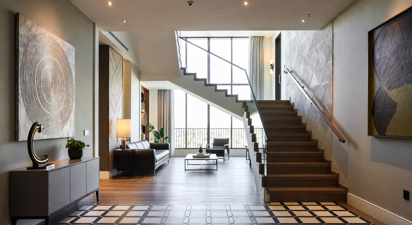 Neo-Futurism entryway interior design - featuring neo-futurism style furniture, decor, colors, and layout ideas for your entryway