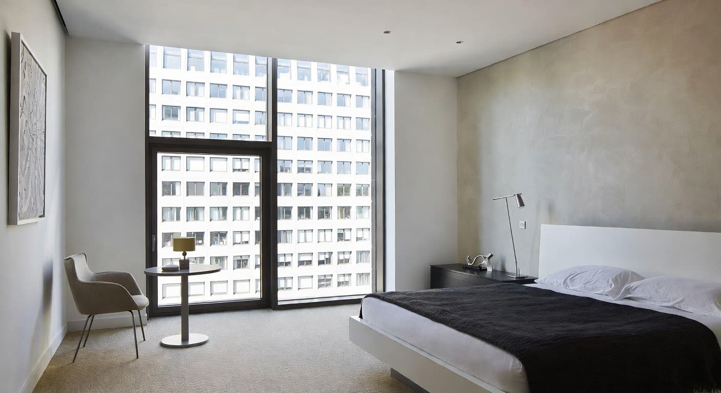 Neo-Futurism guest room interior design - featuring neo-futurism style furniture, decor, colors, and layout ideas for your guest room