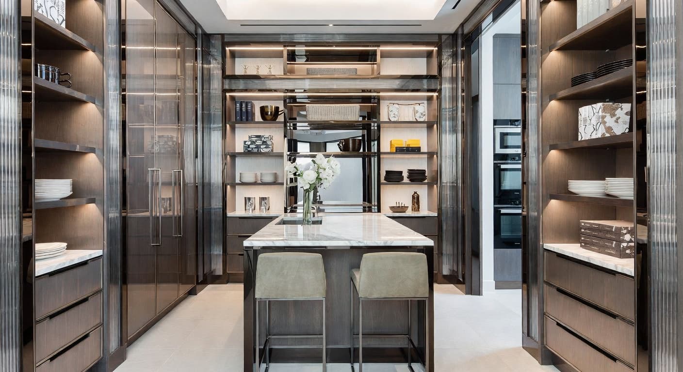 Neo-Futurism pantry interior design - featuring neo-futurism style furniture, decor, colors, and layout ideas for your pantry