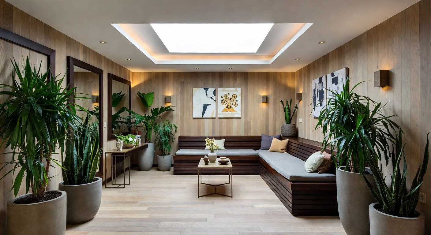 New Deco sauna / spa room interior design - featuring new deco style furniture, decor, colors, and layout ideas for your sauna / spa room