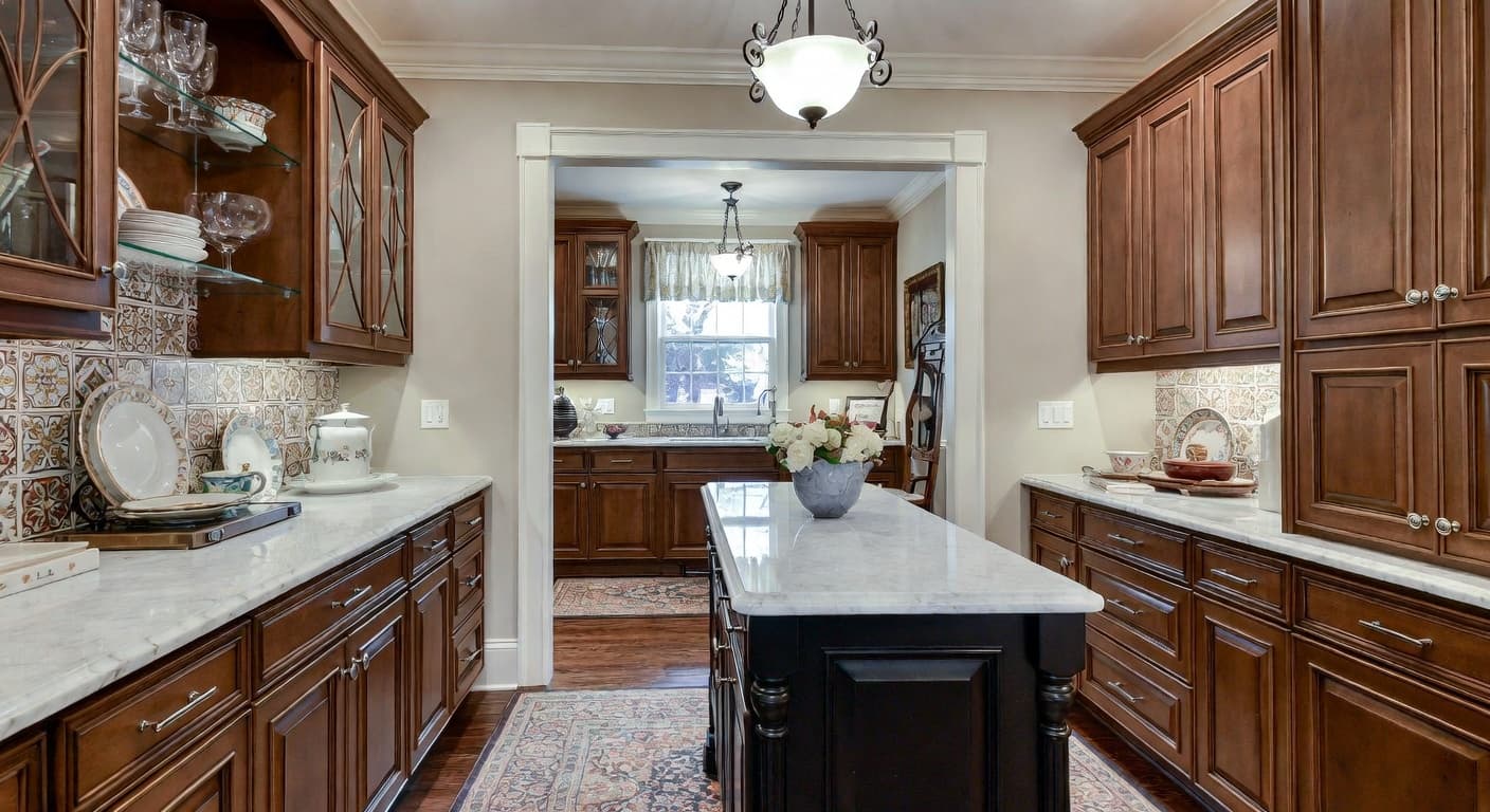 New Traditional butler's pantry interior design - featuring new traditional style furniture, decor, colors, and layout ideas for your butler's pantry