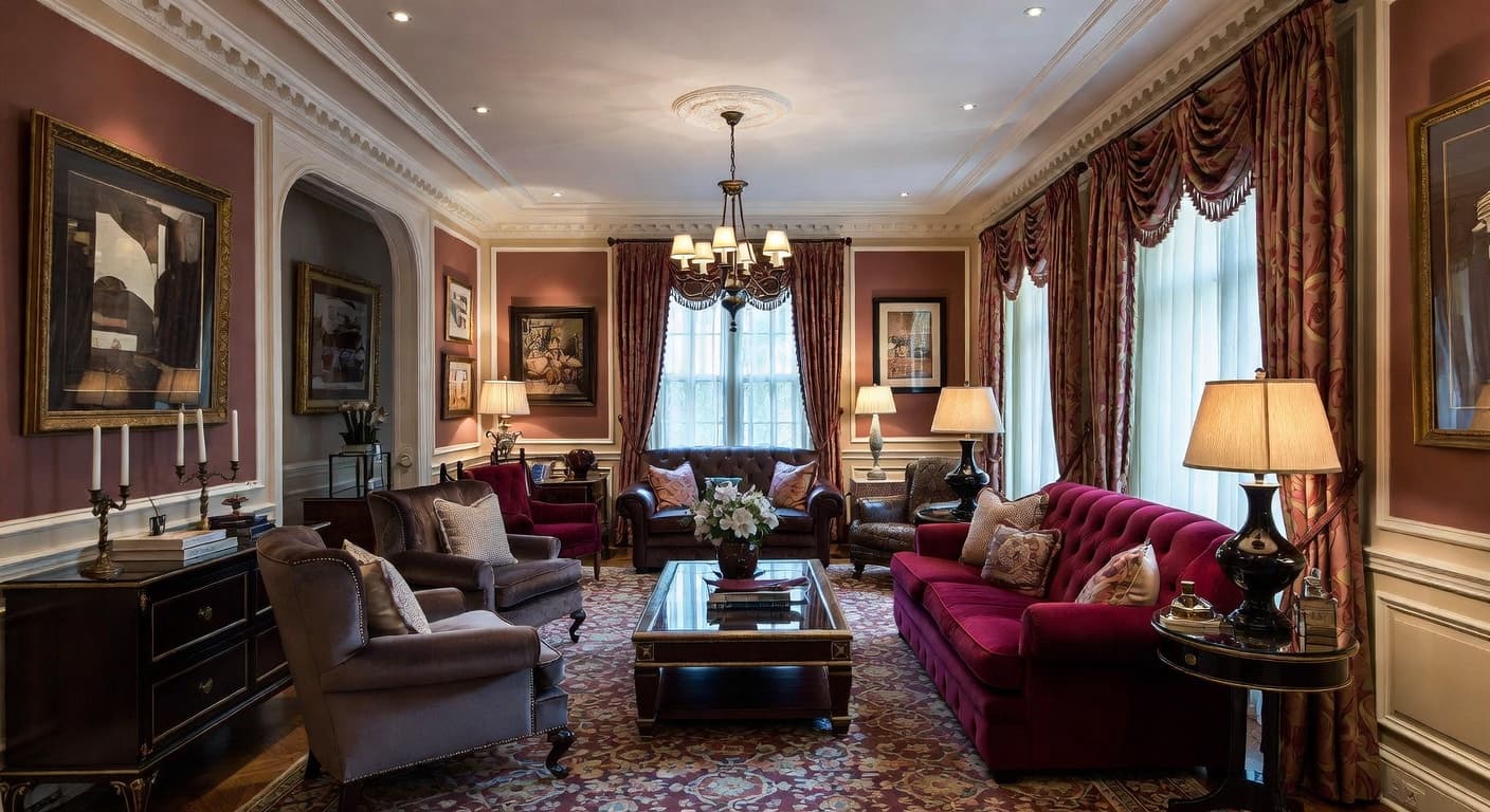 New Traditional smoking room / cigar lounge interior design - featuring new traditional style furniture, decor, colors, and layout ideas for your smoking room / cigar lounge