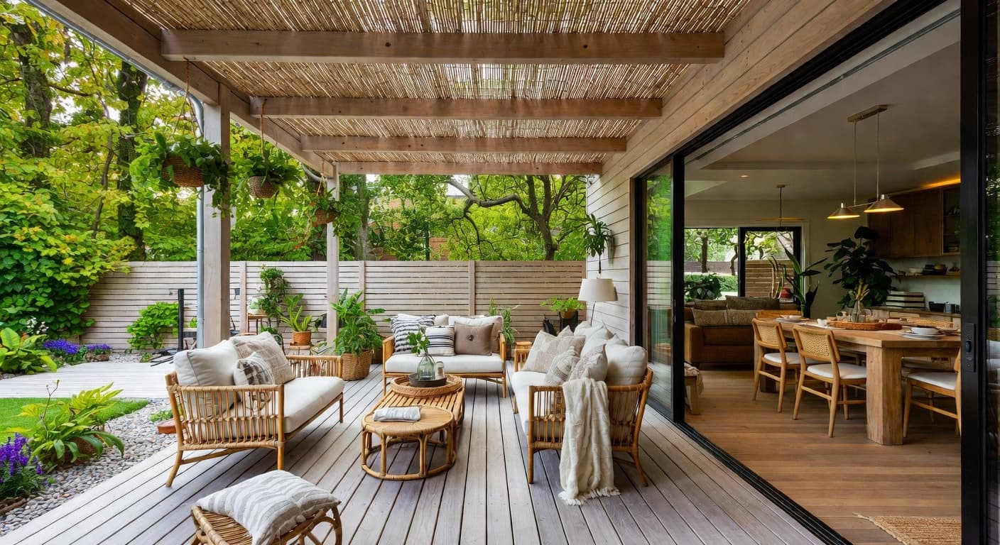 Nordic outdoor space interior design - featuring nordic style furniture, decor, colors, and layout ideas for your outdoor space