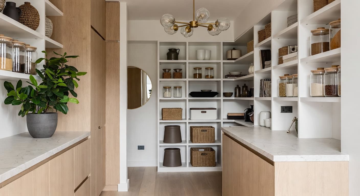 Nordic pantry interior design - featuring nordic style furniture, decor, colors, and layout ideas for your pantry