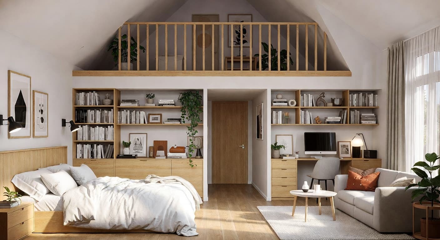 Nordic teen room / den interior design - featuring nordic style furniture, decor, colors, and layout ideas for your teen room / den