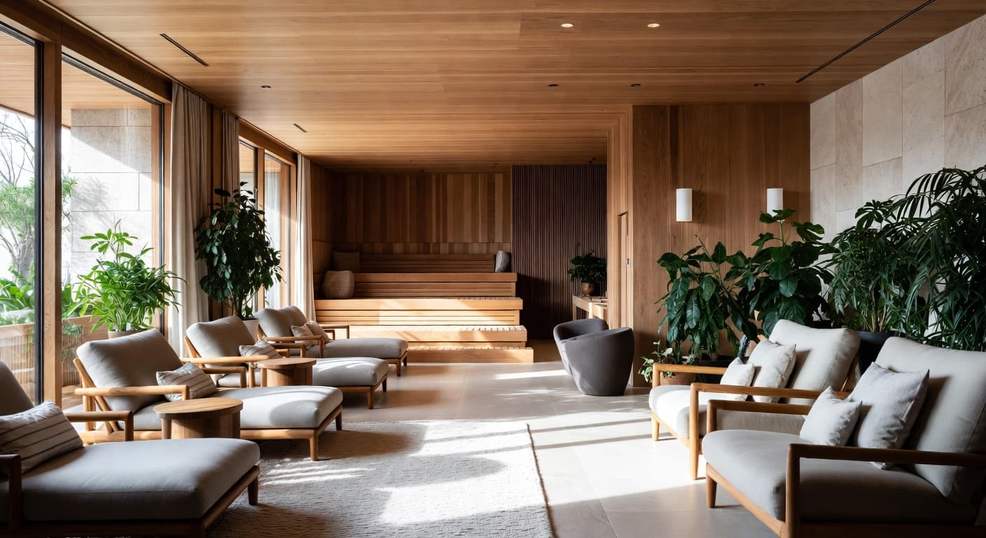 Nowstalgia sauna / spa room interior design - featuring nowstalgia style furniture, decor, colors, and layout ideas for your sauna / spa room