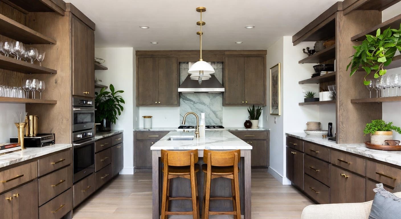 Organic Modern butler's pantry interior design - featuring organic modern style furniture, decor, colors, and layout ideas for your butler's pantry