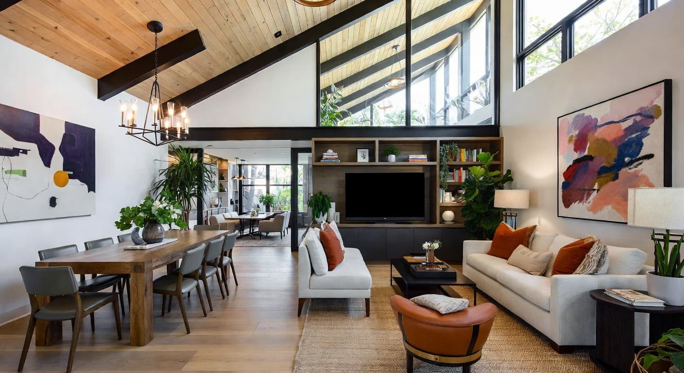 Organic Modern music room interior design - featuring organic modern style furniture, decor, colors, and layout ideas for your music room