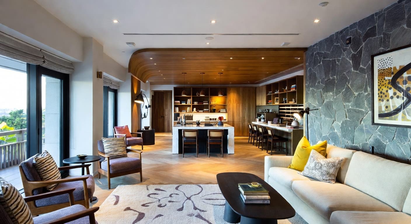 Organic Modern smoking room / cigar lounge interior design - featuring organic modern style furniture, decor, colors, and layout ideas for your smoking room / cigar lounge