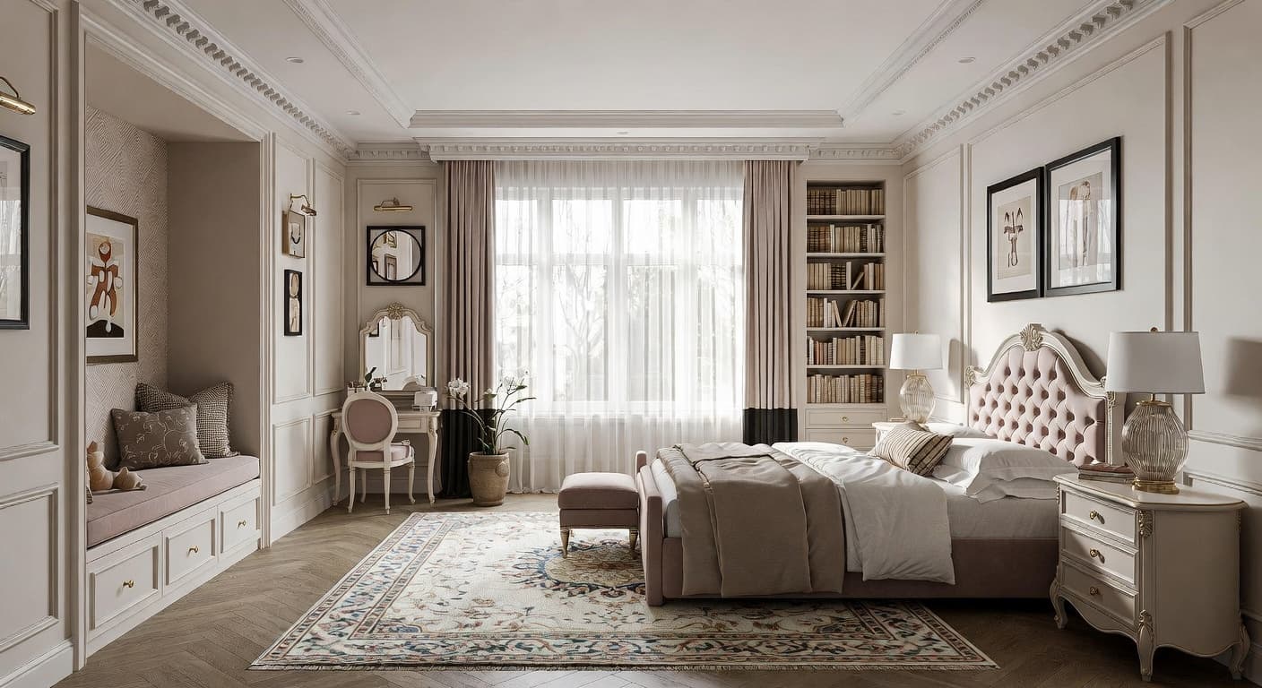 Regency kids room interior design - featuring regency style furniture, decor, colors, and layout ideas for your kids room