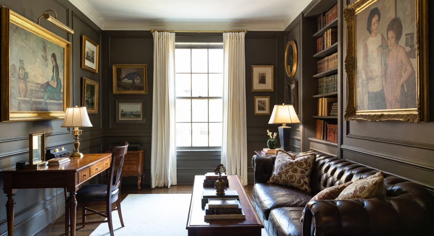 Regency teen room / den interior design - featuring regency style furniture, decor, colors, and layout ideas for your teen room / den