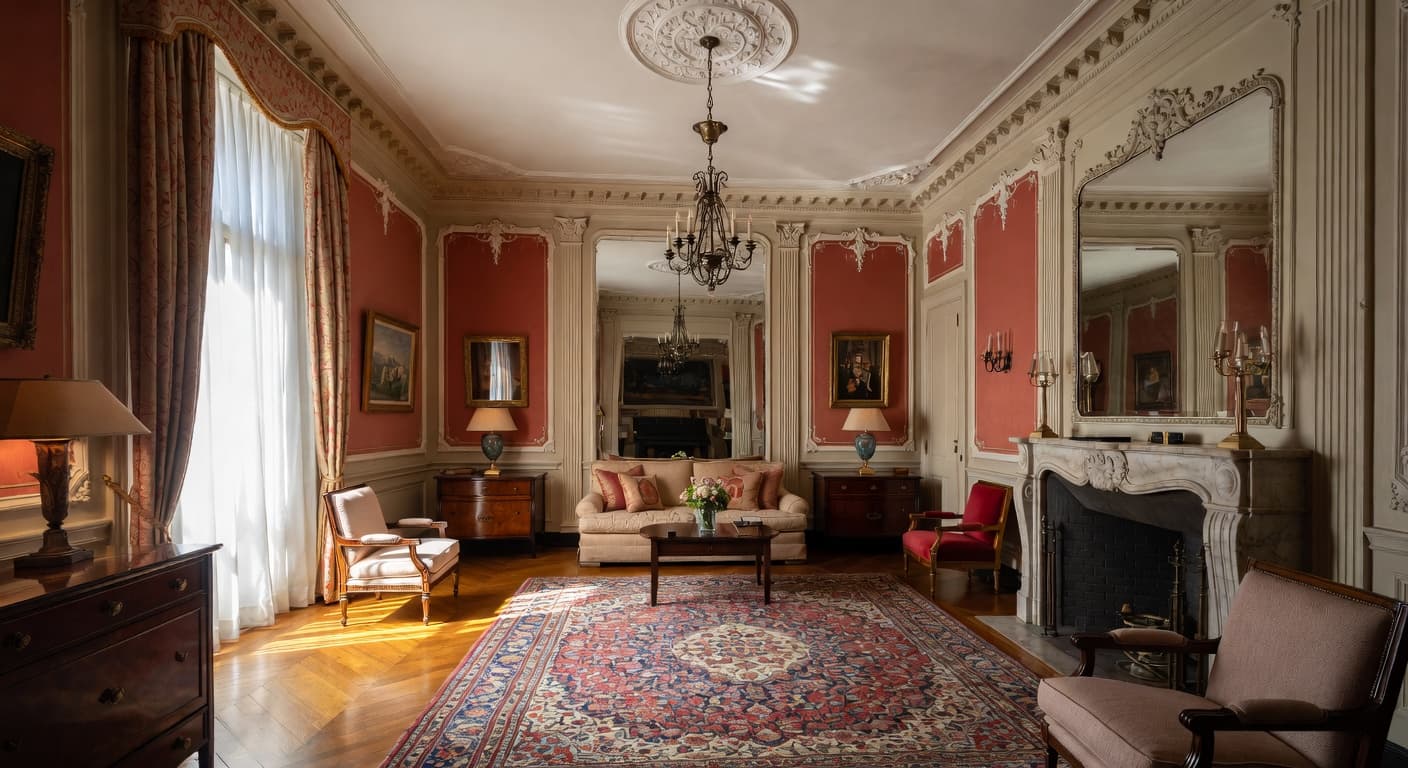 Renaissance Revival guest room interior design - featuring renaissance revival style furniture, decor, colors, and layout ideas for your guest room