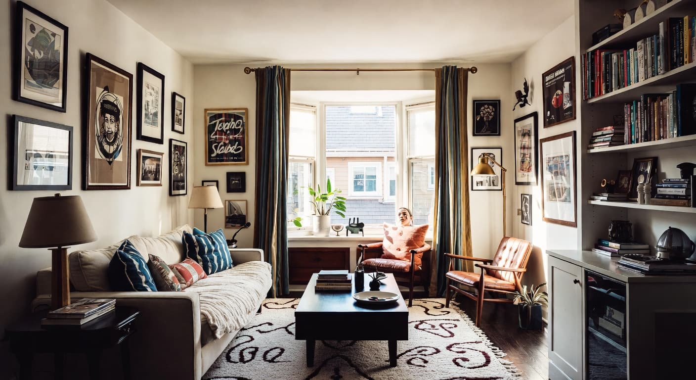 Retro teen room / den interior design - featuring retro style furniture, decor, colors, and layout ideas for your teen room / den