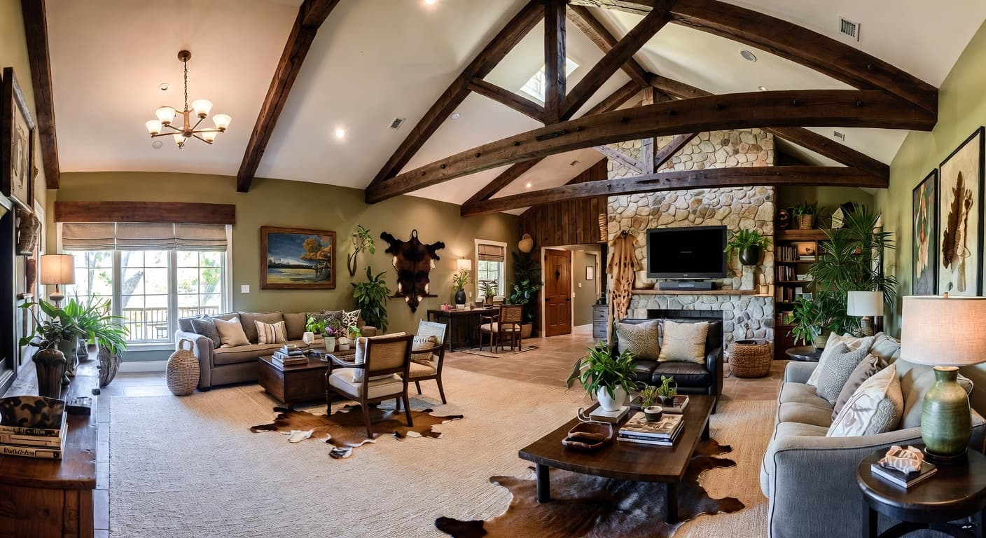 Safari teen room / den interior design - featuring safari style furniture, decor, colors, and layout ideas for your teen room / den