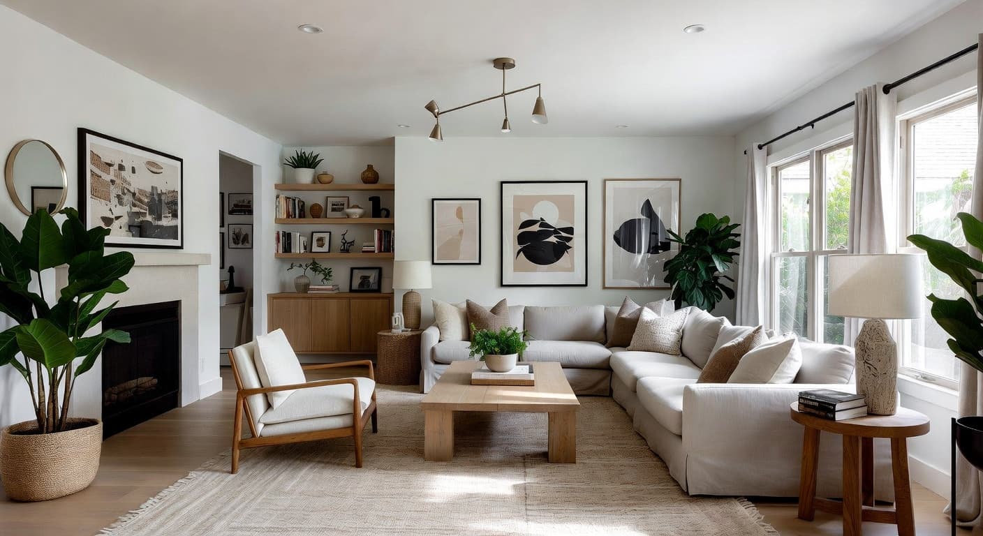 Scandifornian game room interior design - featuring scandifornian style furniture, decor, colors, and layout ideas for your game room