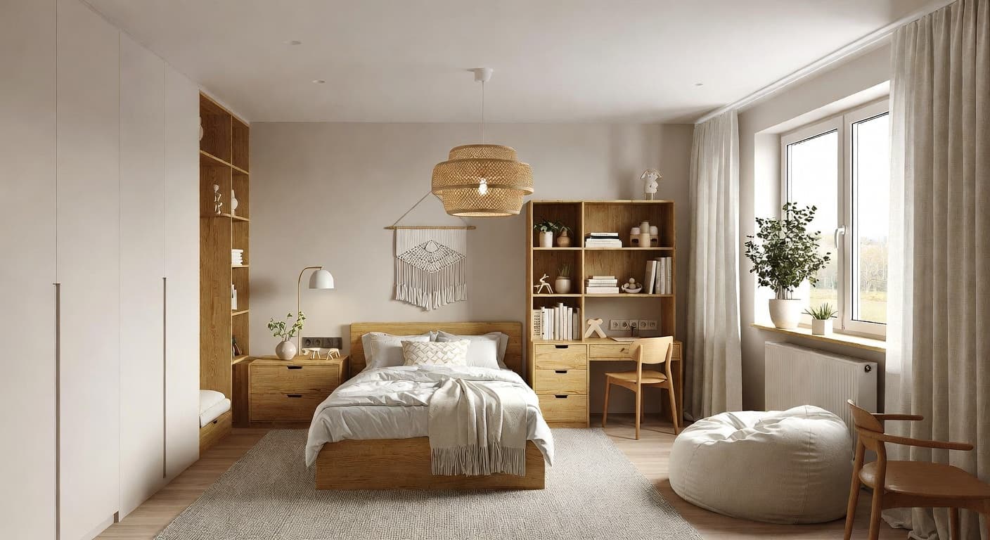 Scandifornian kids room interior design - featuring scandifornian style furniture, decor, colors, and layout ideas for your kids room