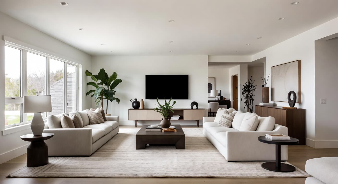 Scandifornian multi-purpose room interior design - featuring scandifornian style furniture, decor, colors, and layout ideas for your multi-purpose room