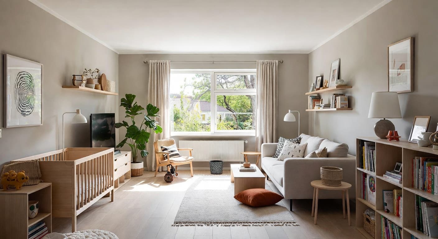 Scandifornian playroom interior design - featuring scandifornian style furniture, decor, colors, and layout ideas for your playroom