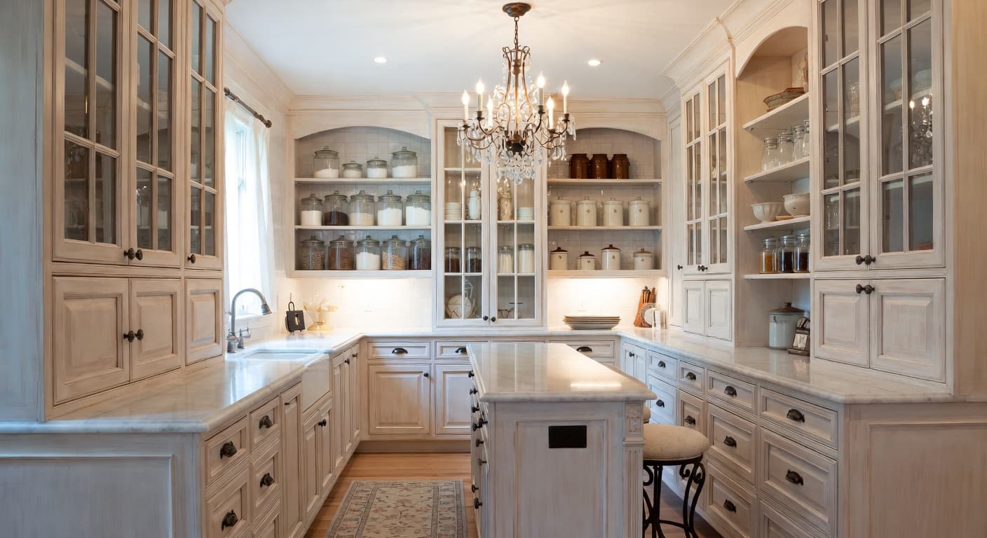 Shabby Chic pantry interior design - featuring shabby chic style furniture, decor, colors, and layout ideas for your pantry