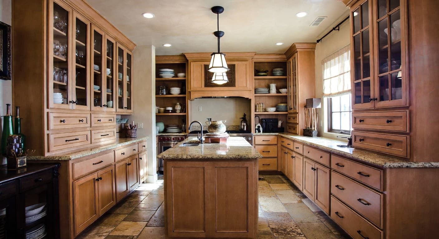 Southwestern butler's pantry interior design - featuring southwestern style furniture, decor, colors, and layout ideas for your butler's pantry